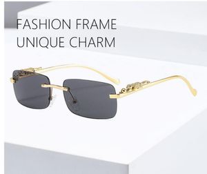 été homme métallique guépard embellit lunettes de soleil carrées sans monture UV400 Mode femmes clair extérieur unisexe lunettes cyclisme lunettes 5COLORS Ornemental NO LOGO