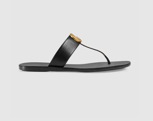 Zomer Merk Designer Dames Flip Flops Slipper Mode Lederen Dia's Sandalen Metalen Ketting Dames Casual Schoenen