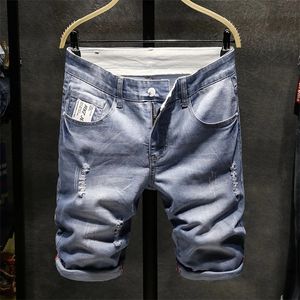 Summer Brand heren klassieke denim shorts 98% katoenen jeans eenvoudige mode jeugd rechtdoor losse casual shorts 220627
