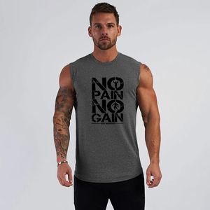 Camiseta sin mangas de marca de verano para hombre, dobladillo festoneado, chaleco de algodón para gimnasio, ropa de culturismo, camisetas deportivas de moda para Fitness, camisetas sin mangas 210421