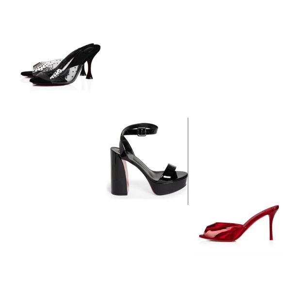 Marque d'été femme designer sandales de luxe rouge talon haut Me Dolly strass Movida Sabina chaussures Degramule Strass cuir verni bout ouvert Mules glisser pantoufle Slip On