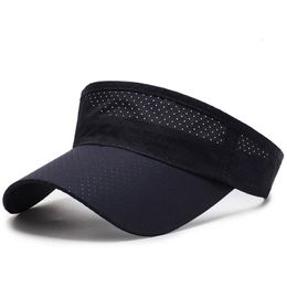 Zomer ademende luchtzon hoeden mannen vrouwen verstelbare visor uv bescherming top lege solide sport tennis Running zonnebrandcrème hoed 240430