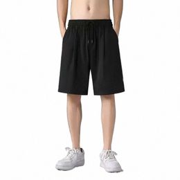Été respirant hommes maille shorts gym soie de glace élégant décontracté shorts amples joggeurs en plein air fitn plage pantalons courts sweatshorts C45t #
