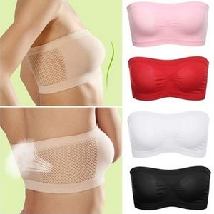 Zomer ademende onderkleding mesh onzichtbare borst wraps tops sexy strapless crop top bra lady's bandeau boob tube brassiere