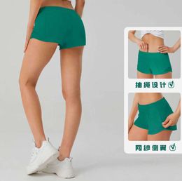 Zomer ademende snel drogende sport hotty hete shorts dames solide kleur zak hardloop fitness broek prinses sportkleding gym leggings65j