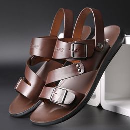 Sandales respirantes d'été Slipères en cuir masculin ouvertes Open Toe Outdoor Walking Chaussures Sandales de plage surdimensionnées 230720 5
