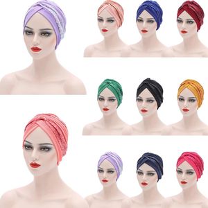 Été respirant paillettes Turban casquette femmes bandeau musulman Hijabs foulard casquette inde chapeau prêt Hijab Bonnet Turbante