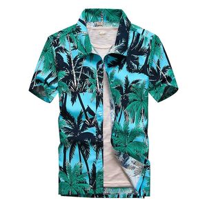 Zomer Ademend Trend Vakantie Chemise Homme Kokospalm Gedrukt Korte Mouw Button Down Hawaiiaanse Shirts Voor Mannen M-5XL W220315
