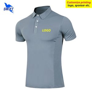 Été respirant col rabattu chemises de course hommes séchage rapide gymnase fitness t-shirt à manches courtes vêtements de sport t-shirts personnalisés 220704