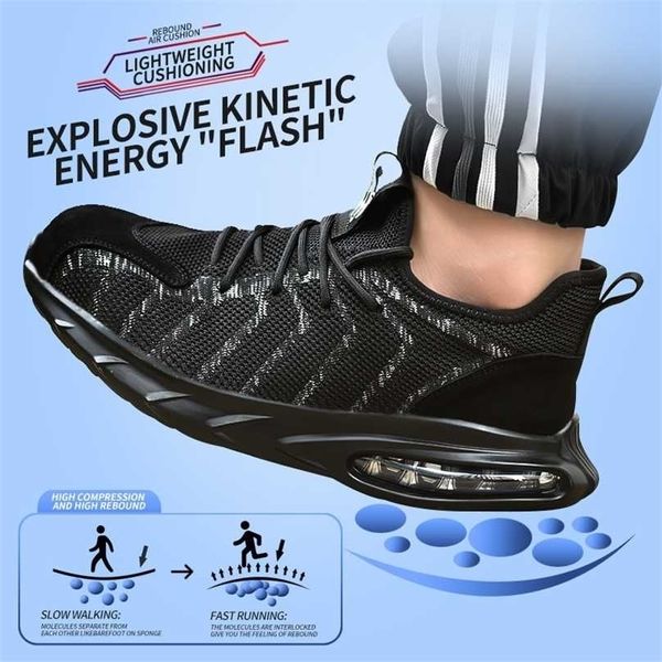 Été Respirant Travail Chaussures De Sécurité Assurance Homme Anti-écrasement et Anti-piercing 211217