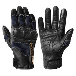 Été marron gants de moto en cuir Motocross gants de moto écran tactile cyclisme équitation motard doigt complet Moto gants hommes H1022