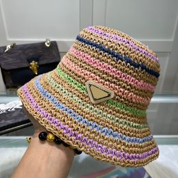 Zomer emmer ontwerper Straw Caps Grass Braid Cap gemonteerd gehaakte hoed mode dames strand sunhat unisor vizier snapback visser hoeden