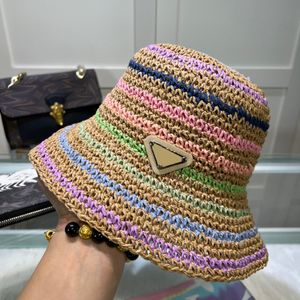 Zomer emmer ontwerper Straw Caps Grass Braid Cap gemonteerd gehaakte hoed mode dames strand sunhat unisor vizier snapback visser hoeden