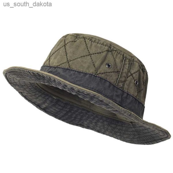 Sombreros de cubo de verano para hombres y mujeres, sombrero de Panamá de algodón lavado, gorra de pesca y caza, gorras de protección solar, sombrero para el sol al aire libre L230523