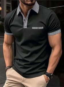 Summer Bussiness informes Men Polo Camisetas Plaid 3D Botón de la solapa corta Tops Tops de golf Camiseta de gran tamaño para hombre 240416