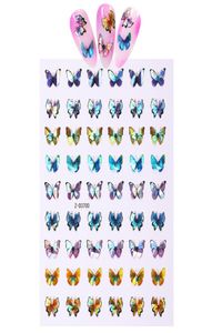 Autocollant d'ongles thème série papillon d'été 3D, transfert de Nail Art, beaux autocollants coulissants, décoration artistique colorée 4945208