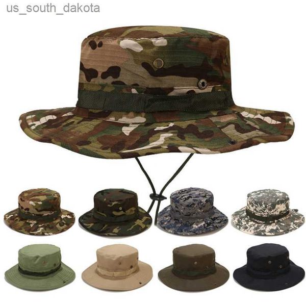 Été camouflage seau chapeau pour hommes respirant pliable extérieur Jungle randonnée pêche Panama casquettes léger décontracté voyage plage soleil chapeau