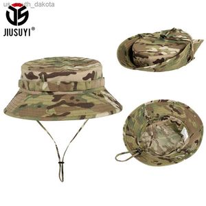 Été Camouflage Pêche Seau Chapeaux Protection Solaire Large Bord Tactique Militaire Randonnée Pêcheur Panama Boonie Cap Hommes Coiffures L230523