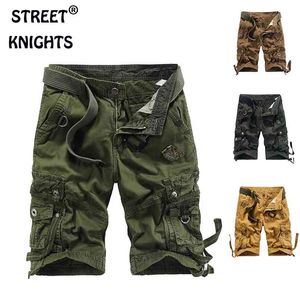 Zomer Camouflage Tactical Cargo Shorts Mannen Board Jogger Military 100% Katoen Casual Losse 44 210716