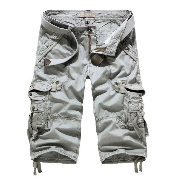 Summer Cargo Shorts Men Casual Workout Military 's Multi-pocket Calf-length Short Pants (La ceinture n'est pas incluse) 220318