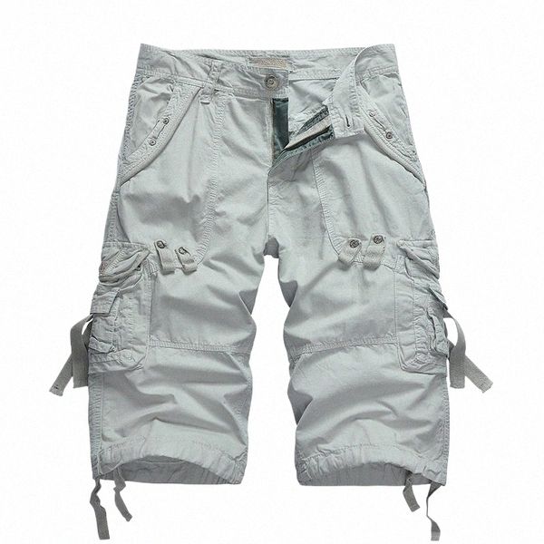 shorts de fret d'été Hommes Cott Casual Outdoor Military Mens Shorts Multi-Pocket Fi Calf-Length Pantals Men Plus Taille 75T5 #