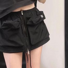 Jupes Cargo d'été pour femmes, poche, mode décontractée, fermeture éclair, taille élastique, jupe courte