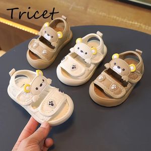 Summer Cartoon Bear Kids Casual Casual Hook Loop Baby Boys Birds Sandals Non Slip Barefoot Soft Children Beach 240402