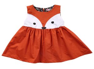 Zomer Casual Baby Meisjes Peuter Kids gedrukt cartoon Vos Jurk Formele Party Bruiloft Tutu mouwloze Jurk voor girls2278274