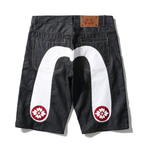 Impression de poche de mode décontractée Summer Skate Board de créateur de denim Courte Jogger à la cheville Straight Wave Shorts pour hommes Jean Denim noir Us Taille