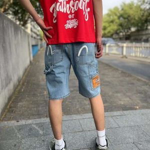 Zomer casual los fit denim trendy merk kleine grote m sport vijf punten geborduurde rechte been shorts voor mannen 169809