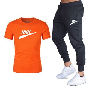 Été décontracté hommes survêtements t-shirt pantalon costume marque à manches courtes ensemble imprimé coton chemises Jogging pantalons de survêtement homme vêtements de sport