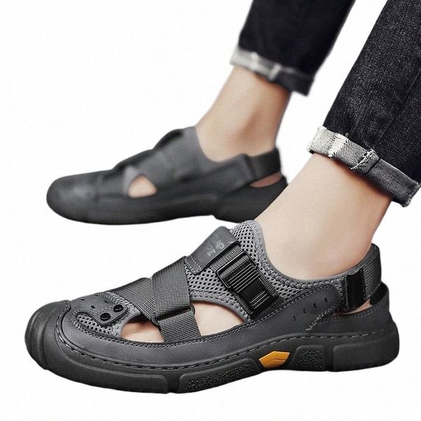 Summer Casual Men Sandals Drive Zapatos Anti-Slip Sandalias de playa Men Sandalias Fi Outdoor Roman Style Whiting Skingers 96mc#