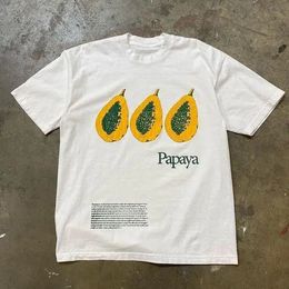 Camisetas informales de manga corta con cuello redondo de verano para hombres y mujeres con estampado de letras de frutas pareja holgada de moda 240329