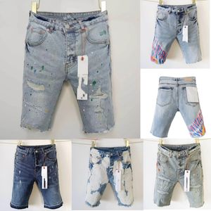 Shorts décontractés d'été pourpre jeans pour hommes pantalon denim pour hommes jeans violets shorts haut de gamme de qualité de qualité de qualité en détresse de marque violette raide courte du genou