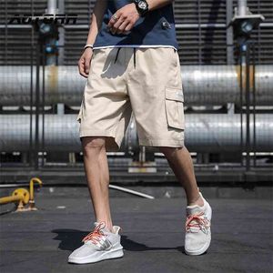 Été Casual Poches latérales Cargo Shorts Hommes Coton Longueur mollet Boardshorts Sportswear Jogger Streetwear Pantalon court 210716