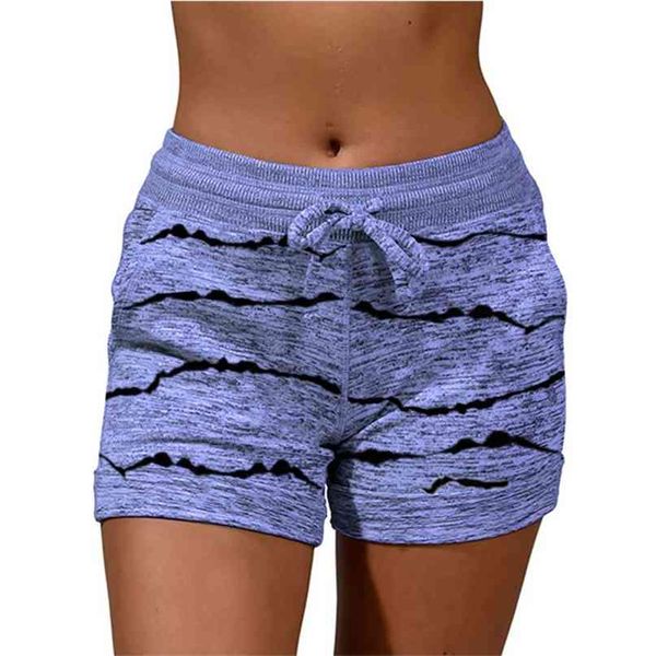 Été Casual Sport Shorts à séchage rapide Femmes Running Taille moyenne Poche à cordon Confortable et respirant Mini Pantalon court 210603