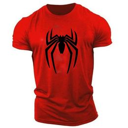Zomer Casual Sports Fashion 2D Gedrukte Spider Adult Crewneck Short Sleeve Grote Mouw Heren T-shirt Losse Quick Dry Comfortabele 240412