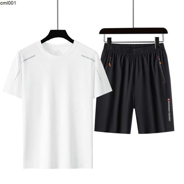 Ensemble de sport décontracté d'été pour hommes, T-shirt à manches courtes et Short, sensation de glace, ensembles deux pièces à la mode pour hommes