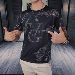 Zomer Casual T-shirt Mannen Korte Mouw T-shirt Luxe Print O-hals Tops Tees Streetwear Sociale Kleren Camiseta Masculina 210527