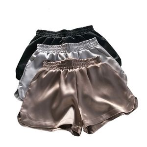 Été décontracté femmes bas Satin Shorts Faux soie brillant paillettes jambe large pantalon court taille moyenne 914-A079 210724