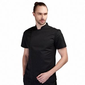 Veste d'été de chef cuisinier, chemise noire de chef masculin, uniforme de Restaurant, vêtements de travail pour salon de coiffure, salopette 95xl #