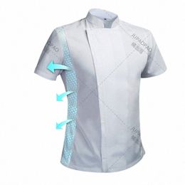 Zomer Chef Kostuum Kok Jas Mannelijke Chef's Wit Overhemd Restaurant Uniform Kapper Werkkleding Overalls Restaurantes 56j4 #