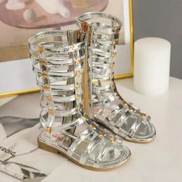 Sandales d'enfant d'été Boots romains Hightop Girls Kids Gladiator Chaussures pour tout-petits 240506