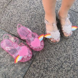 Zomer kinderen baby meisje zachte niet-slip prinses kinderen snoep jelly strandschoenen casual koekjes vleugels peuter sandalen