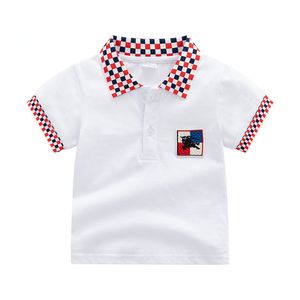 Zomer kinderen baby polo shirt revers blouse stevige kleur korte mouwen casual top kinderkleding voor jongen 1-6y