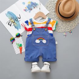 Été Enfants Coton Bébé Garçon Fille Vêtements Bande Dessinée T-shirts Cuissard 2 Pcs / ensembles Infant Enfants Mode Toddler Survêtements 220516gx