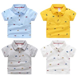 Vêtements pour enfants d'été Baby Candy Couleur Turn Down Collier Personnage de dessin animé Enfants Garçon Voiture T-shirt en coton à manches courtes 210529