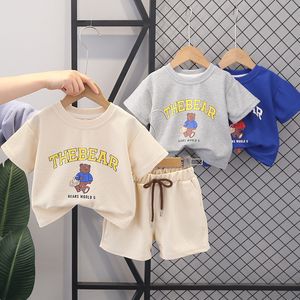 Été enfants ensemble coton bébé garçons à manches courtes T-Shirt Shorts 2 pièces vêtements pour 1-5Y enfant en bas âge vêtements