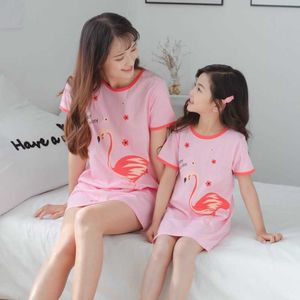 Zomer Childrens Nachthemd Baby Meisjes Kleding Katoen Kinderen Nachtkleding Flamingo Nachthemd Prinses Home Draag Sleep Jurk voor Kinderen 210908