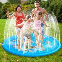 Summer Childrens Outdoor Play Water Games Mat Beach Lawn Inflable Sprokler Cushion Toys Cushion Gift Fun for Kids Baby 240420